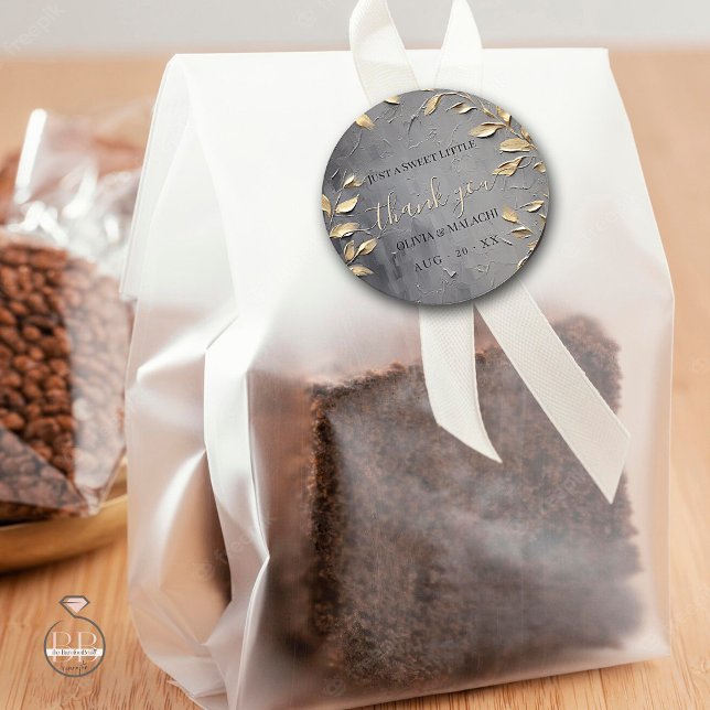 Sticker Rond Feuille d'or Impasto noir (Créateur téléchargé)