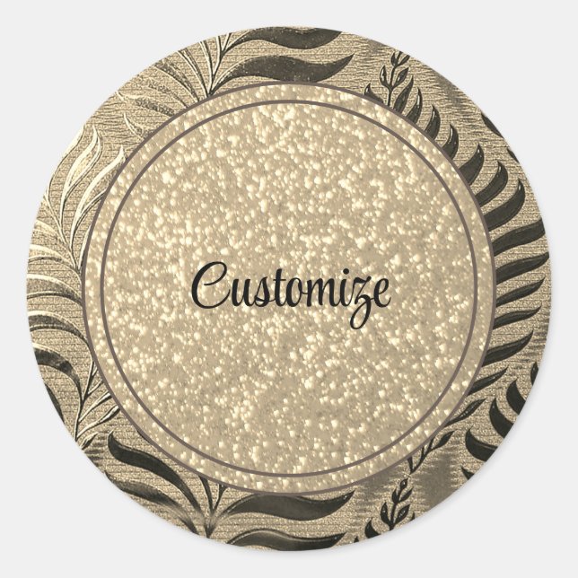 Sticker Rond Feuille d'or personnalisée Motif 2 (Devant)