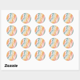 Sticker Rond Feuille d'usinage arc-en-ciel de ses Pronounounoun