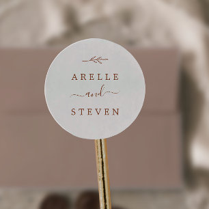 Sticker Rond Feuille minimale   Boho Crème Mariage Enveloppe Ph