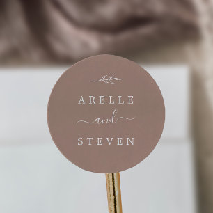 Sticker Rond Feuille minimale Enveloppe Mariage neutre
