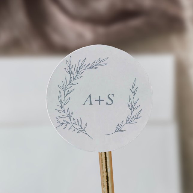 Sticker Rond Feuille minimale | Phoques d'enveloppes de monogra (Créateur téléchargé)