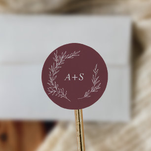 Sticker Rond Feuille minimale   Phoques d'enveloppes Monogramme