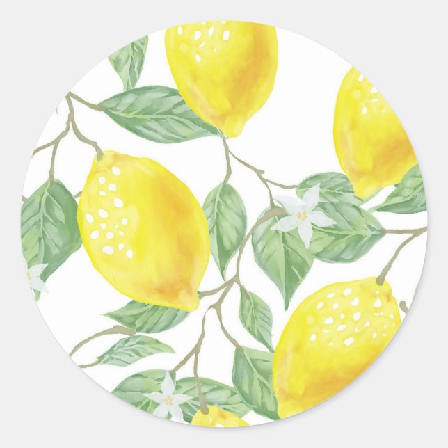 Sticker Rond feuille-vert-jaune-citron-fruit (Devant)