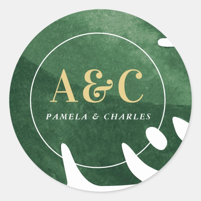 Sticker Rond Feuille verte tropicale (Devant)