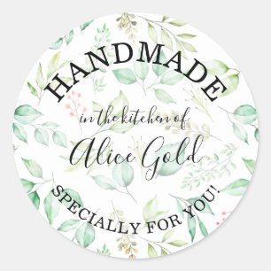 Sticker Rond Feuilles aquarelle FAITES À LA MAIN pour vous   Ca