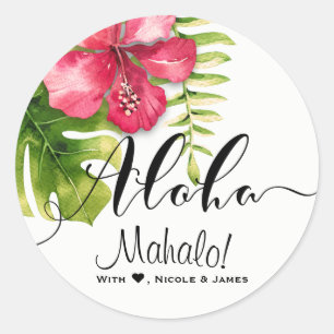 Sticker Rond Feuilles blanches de l'Hibiscus Tropical Chic comm