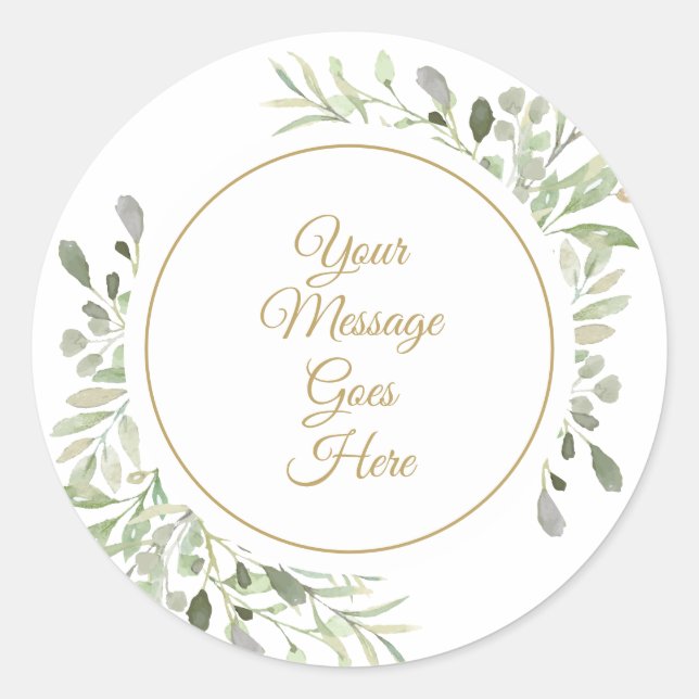 Sticker Rond Feuilles d'aquarelle douce (Devant)