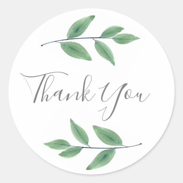 Sticker Rond Feuilles d'aquarelle verte (Devant)