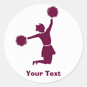 Sticker Rond Feuilles d'autocollants pom-pom girl en silhouette