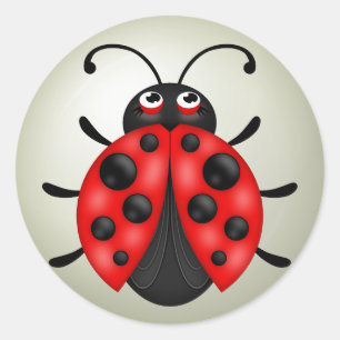 Sticker Rond Feuilles d'autocollants Red Ladybug