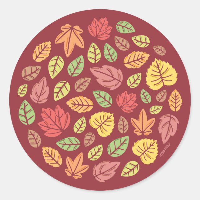 Sticker Rond Feuilles d'automne (Devant)