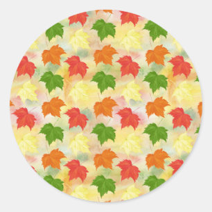 Sticker Rond feuilles d'automne de l'aquarelle