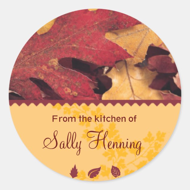 Sticker Rond Feuilles d'automne de l'autocollant de cuisine (Devant)