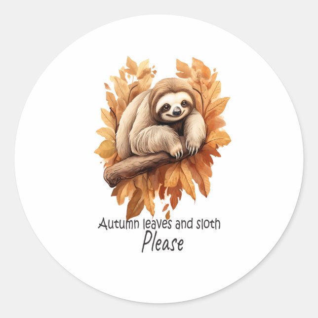 Sticker Rond Feuilles d'automne et fentes S'il vous plaît (Devant)