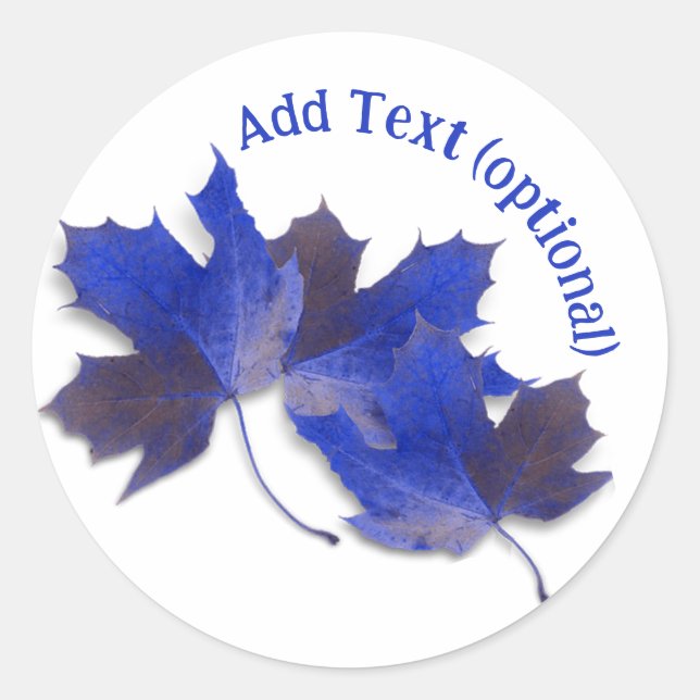 Sticker Rond Feuilles de chute bleues (Devant)