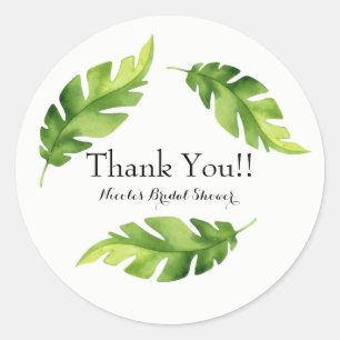 Sticker Rond Feuilles de jungle tropicale Faveur de fête Luau d