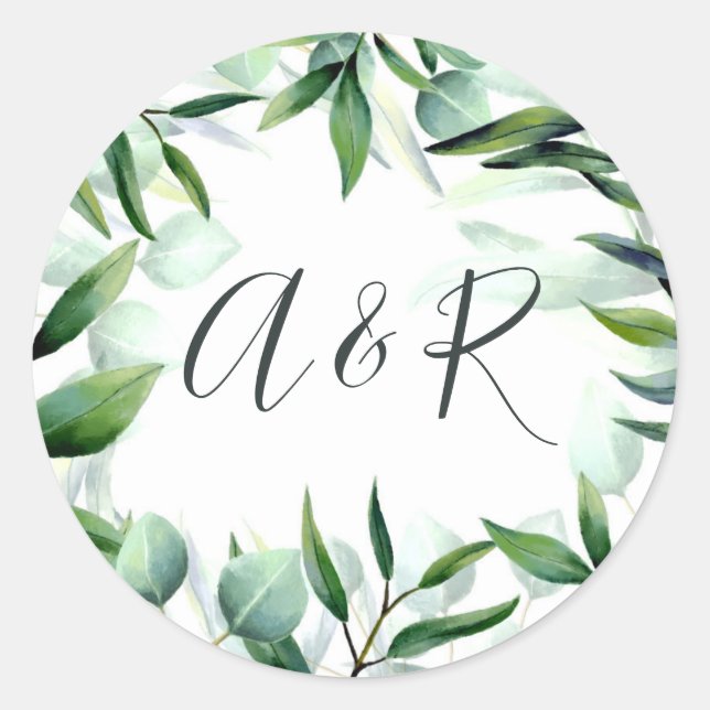Sticker Rond Feuilles de l'Eucalyptus vert (Devant)