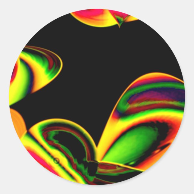 Sticker Rond Feuilles de néon (Devant)