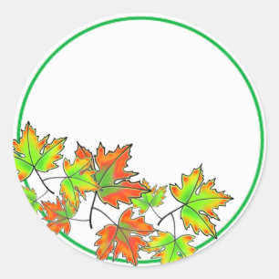 Sticker Rond Feuilles d'érable multicolores