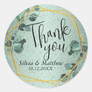 Sticker Rond Feuilles et Parties scintillant verte à la menthe 