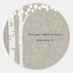 Sticker Rond Feux à cordes d'arbre à bouleau rustique Favoriser