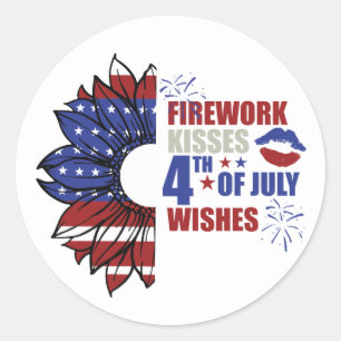 Sticker Rond feux d'artifice baisers Quart-juillet