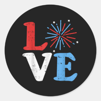 Sticker Rond Feux d'artifice Jour de l'Indépendance Défilé du 4