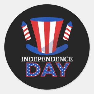 Sticker Rond Feux d'artifice USA Drapeau Américain Fierté d'Ind