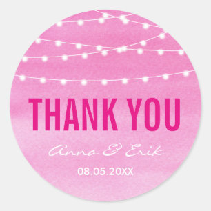Sticker Rond Feux de chaîne d'aquarelle Fuchsia
