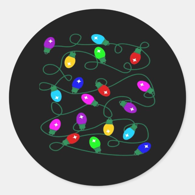 Sticker Rond Feux de Noël - Faisons des lumières - Joyeux et Br (Devant)