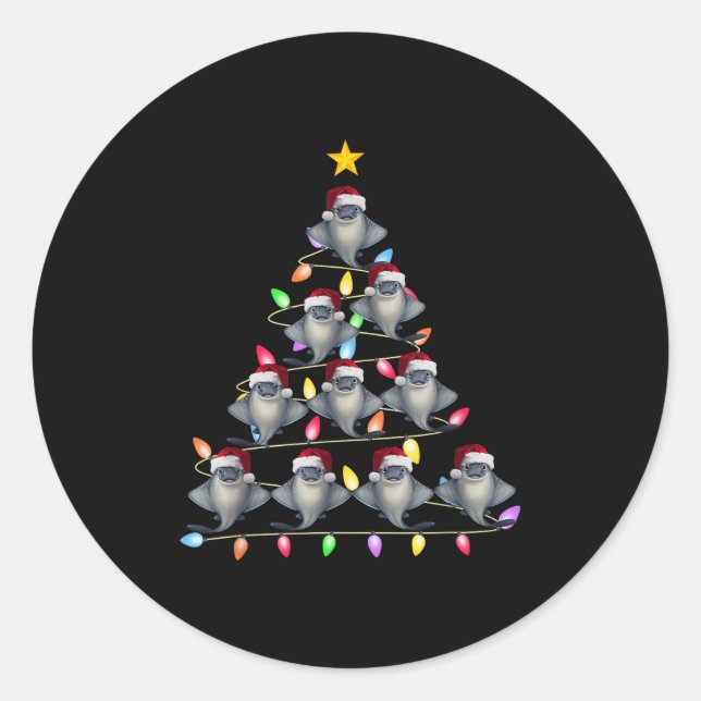 Sticker Rond Feux de Noël Hommes Femmes Père Noël Stingray Xma (Devant)