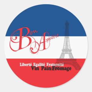 Sticker Rond Fève française Appetit de Tour Eiffel de drapeau