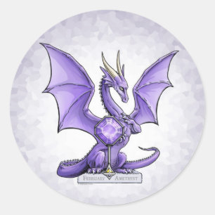 Sticker Rond Février Birthstone Dragon - Amethyst