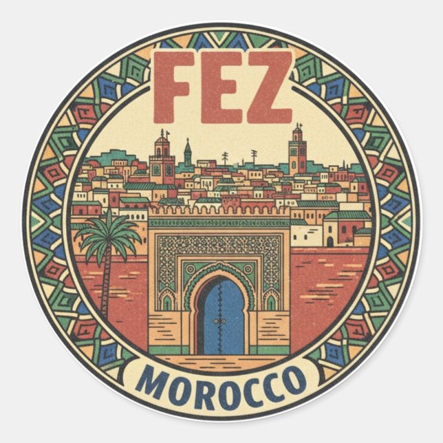 Sticker Rond Fez Morocco Travel (Devant)