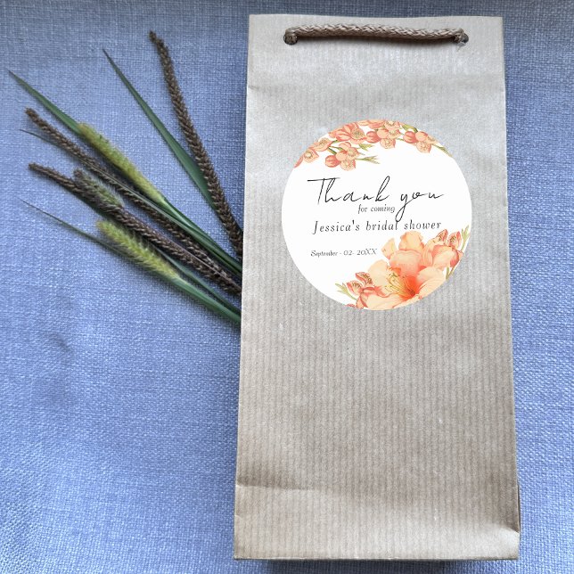Sticker Rond Ffloral Merci shower de mariage (Créateur téléchargé)