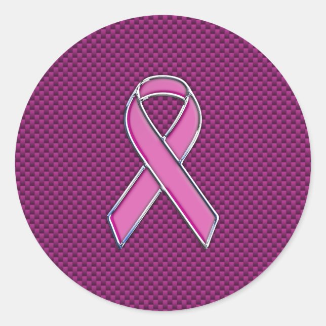 Sticker Rond Fibre fuchsia de carbone de conscience rose de (Devant)