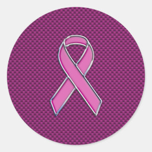 Sticker Rond Fibre fuchsia de carbone de conscience rose de