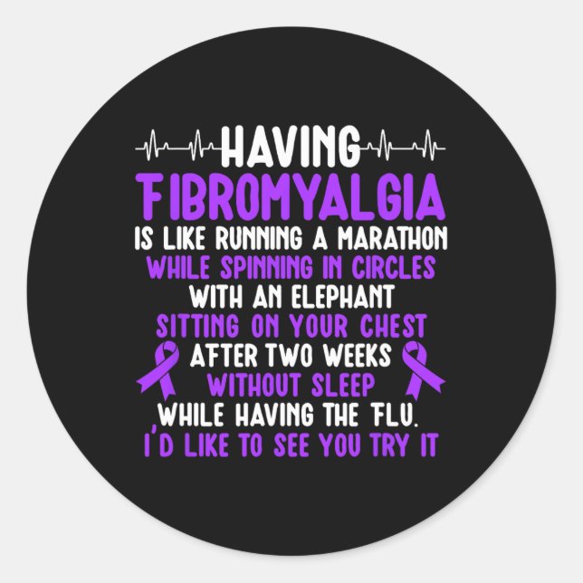 Sticker Rond Fibromyalgie Guerrier Mois de sensibilisation à la (Devant)