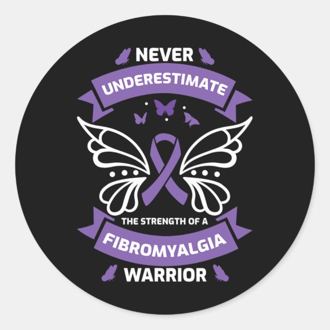 Sticker Rond Fibromyalgie - Sensibilisation des guerriers (Devant)