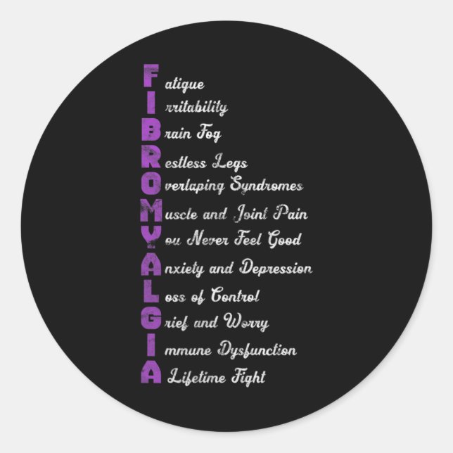 Sticker Rond Fibromyalgie Signification Fibro Fibro Fibro Fibro (Devant)