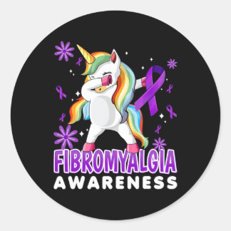 Sticker Rond Fibromyalgie Unicorne - Fibro Warria