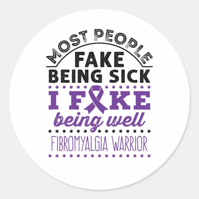 Sticker Rond Fibromyalgie Warria Fake Être bien (Devant)