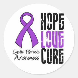 Sticker Rond Fibrose kystique Hope Love Cure Ruban
