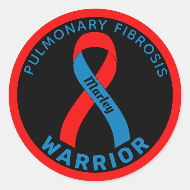 Sticker Rond Fibrose pulmonaire Guerrier Ruban Noir (Devant)