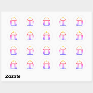Sticker Rond Fiche d'autocollants de Cupcake Dégradé Coloré