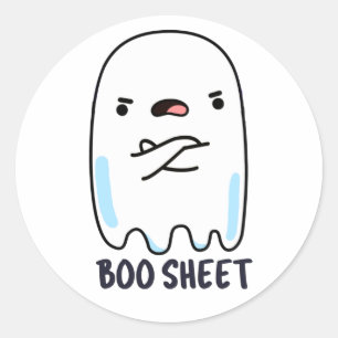 Sticker Rond Fiche De Livres Drôle Halloween Fantôme Pun