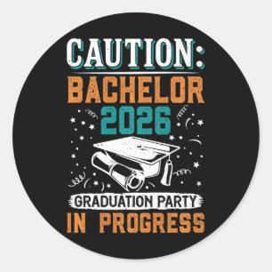 Sticker Rond Fichiers Attention Bachelor 2026 Fête de remise de