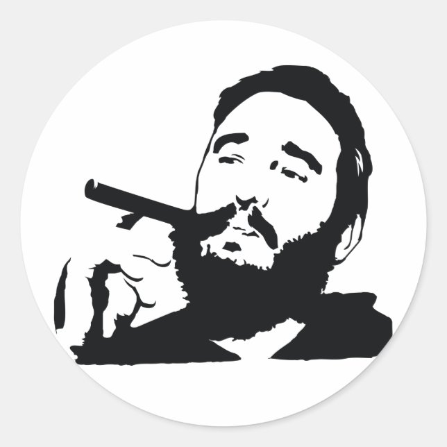 Sticker Rond Fidel Castro avec l'autocollant de portrait de (Devant)