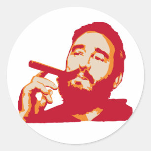 Sticker Rond Fidel Castro avec l'autocollant de portrait de